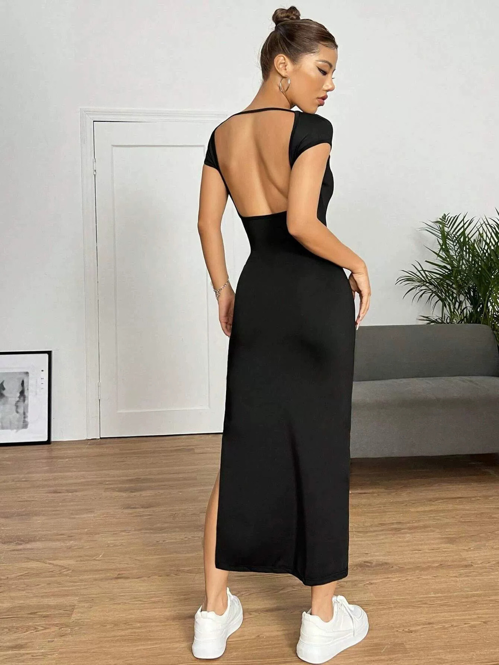 ZARA Sexy Bodycon Backless Long Dress with Slit High Waist Spring Summer
